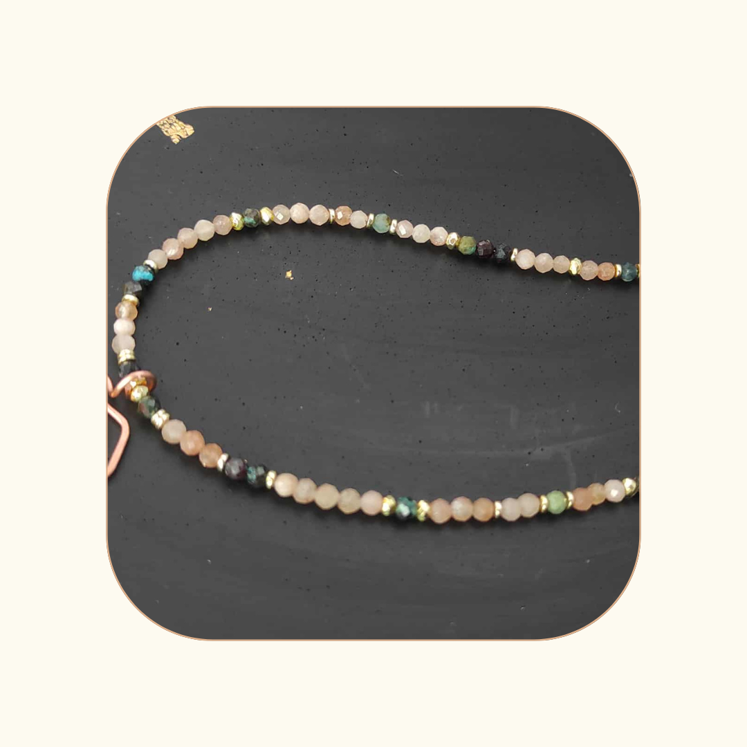 Naszyjnik Światło Spirali-kamień słoneczny, chryzokola - obrazek 2