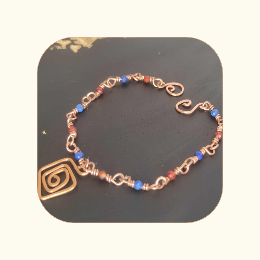 Bransoletka SPIRALA ŻYCIA Lapis Lazuli z Karneolem