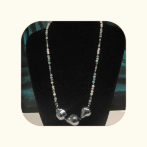 Świetlista przestrzeń - perła seashell, apatyt, kamień księżycowy, kwarc rutylowy