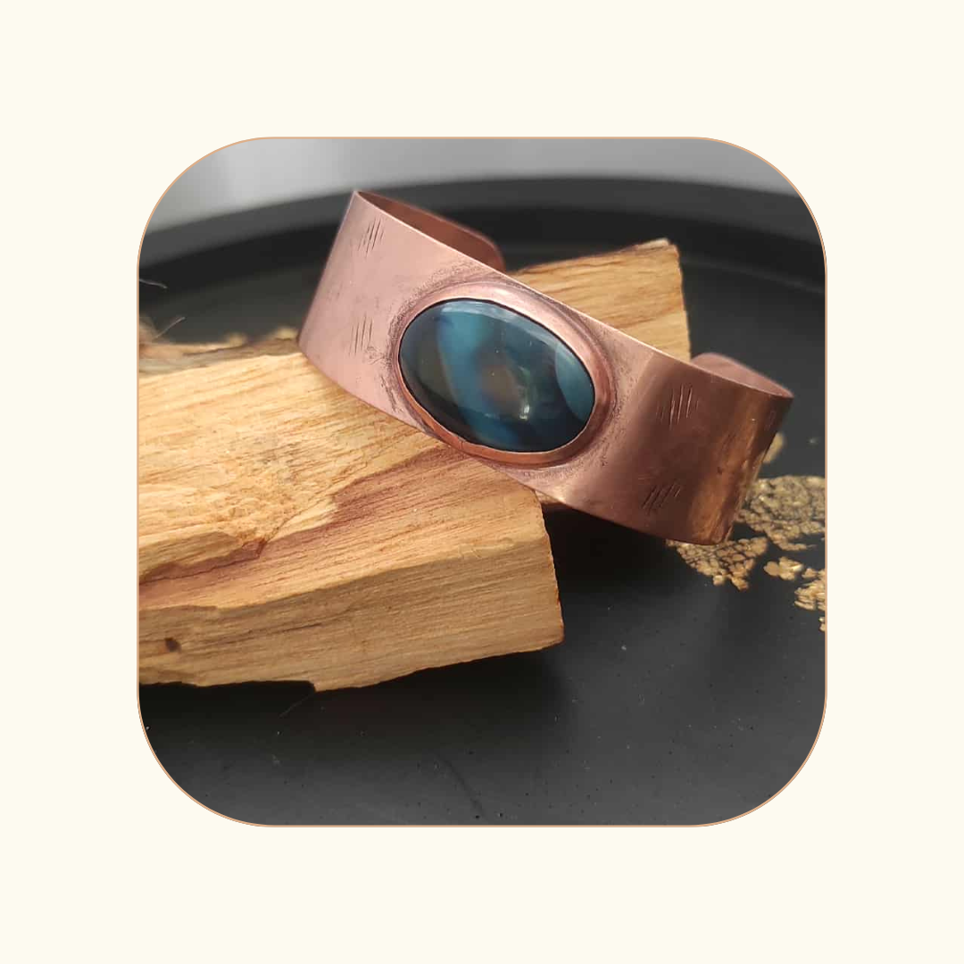 Bransoletka 20mm agat niebieski