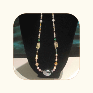 Królowa obfitości - perły, cytryn, malachit, kryształ górski, chryzokola, turkus afrykański