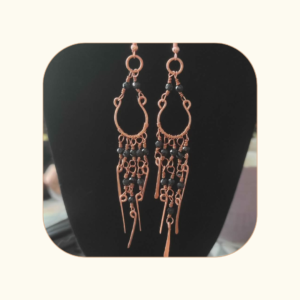 Kolczyki Żyrandole Czarny turmalin