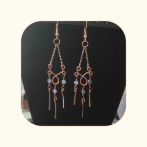 Kolczyki Żyrandole Ametyst