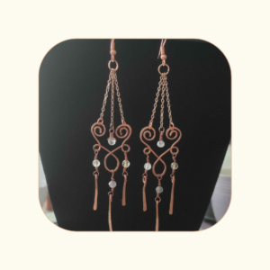 Kolczyki Żyrandole Cytryn + Ametyst