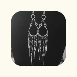 Kolczyki Żyrandole Czarny turmalin srebro