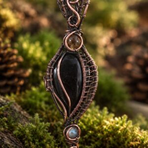 Wisior czarny turmalin, topaz, cytryn